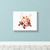 Boho Floral Zee Schildpad Roze Bloesem Canvas Afdruk (Insitu (Houten vloer))
