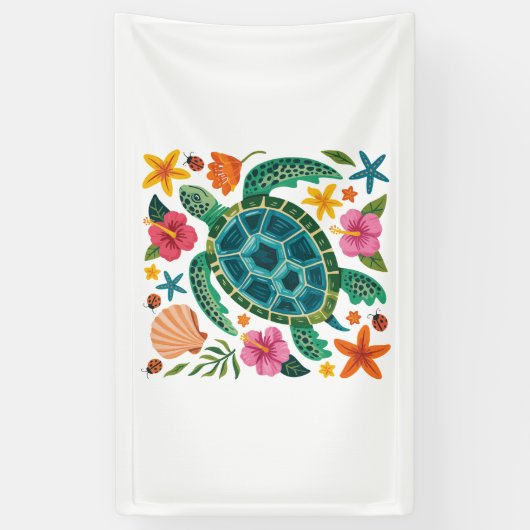 Boho Floral Zee Turtle Spandoek (Verticaal)
