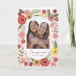Boho florale blush girale moederdag tekening kaart