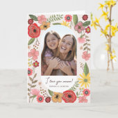 Boho florale blush girale moederdag tekening kaart (Gele Bloem)