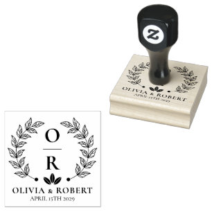 Boho florale met botanische bruiloft monogram logo 	rubberstempel