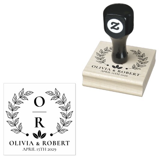 Boho florale met botanische bruiloft monogram logo 	rubberstempel (Gestempeld)