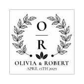 Boho florale met botanische bruiloft monogram logo 	rubberstempel (Afrduk)