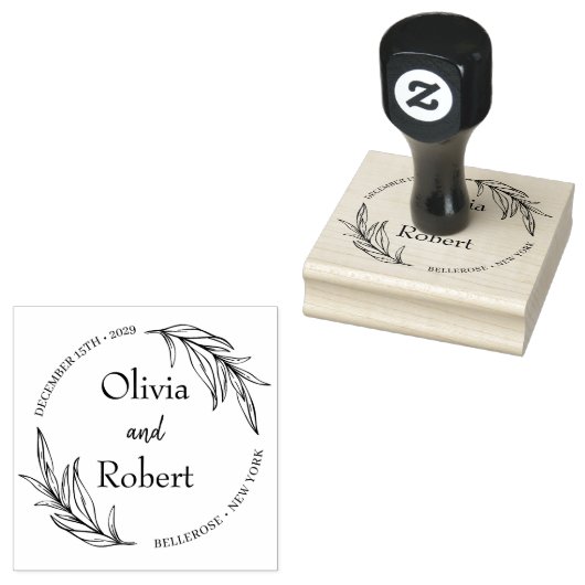 Boho florale met botanische bruiloft monogram logo rubberstempel (Gestempeld)