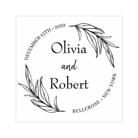 Boho florale met botanische bruiloft monogram logo 	rubberstempel (Afrduk)