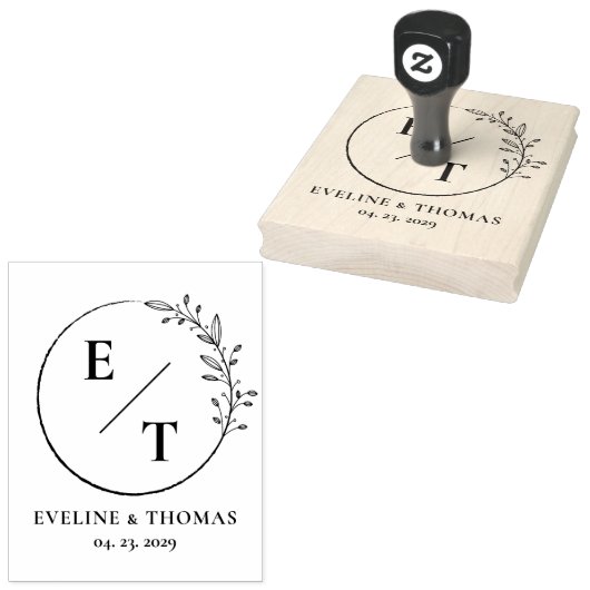 Boho florale met botanische bruiloft monogram logo 	rubberstempel (Gestempeld)