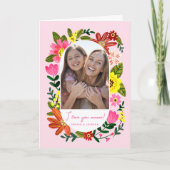 Boho florale roze moederdag kaart (Voorkant)