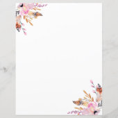 Boho florales plumes blanc rose page (Dos)