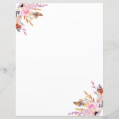 Boho florales plumes blanc rose page (Devant)
