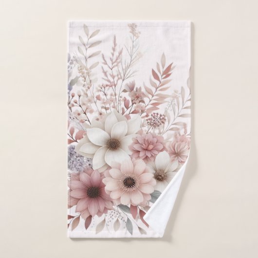 Boho Florals avec un mélange de rose (Serviette à main)
