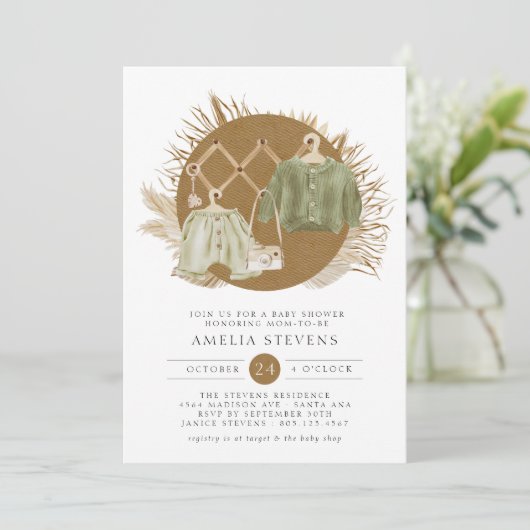 Boho Florals Baby shower Invitation (Debout devant)