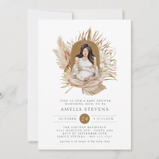 Boho Florals Baby shower Invitation (Devant)