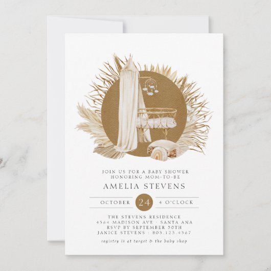 Boho Florals Baby shower Invitation (Devant)