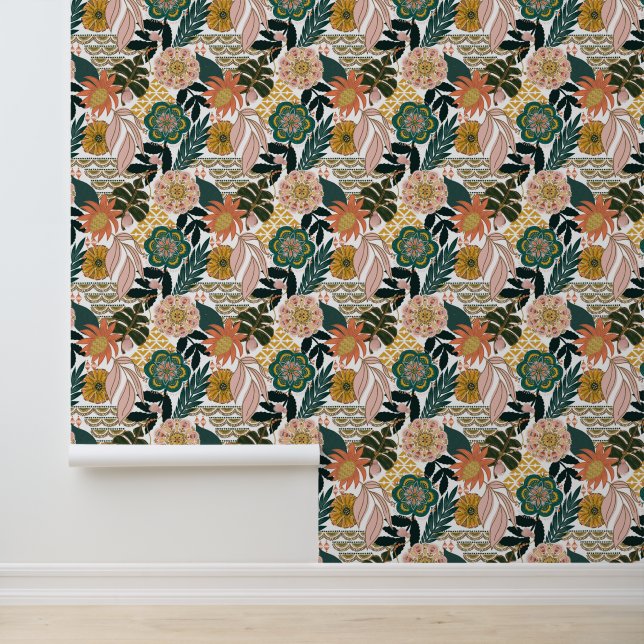 Boho Florals Bladeren Behang (Applicatie)