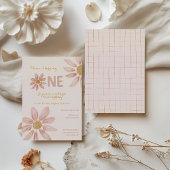 Boho Florals, Daisy Girl First Birthday Invitation