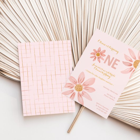 Boho Florals, Daisy Girl First Birthday Invitation