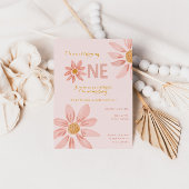 Boho Florals, Daisy Girl First Birthday Invitation