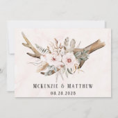 Boho Florals & Deer Antlers Flèches Merci Cartes (Dos)