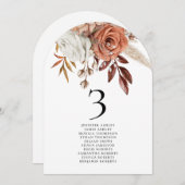 Boho Florals Gastennamen QR Trouwtafel Nummer Kaart (Voorkant / Achterkant)