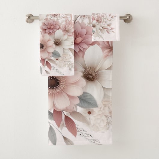 Boho Florals met een blos van roze Bad Handdoek (Insitu)