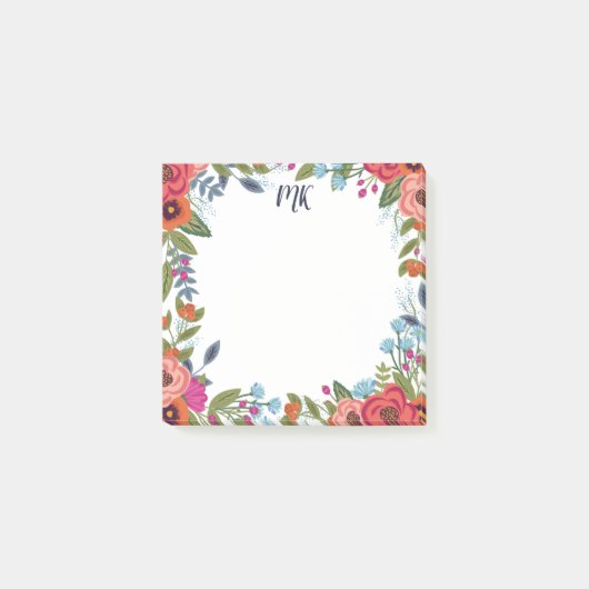 Boho Florals - Monogram Post-it® Notes (Voorkant)