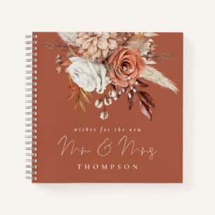 Boho Florals Mr Mrs Terracotta Gastboek Notitieboek