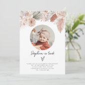 Boho Florals Photo Anniversaire Invitation (Debout devant)
