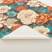  Boho Florals, Turquoise Cream Botanicals Sherpa Deken (3/4)