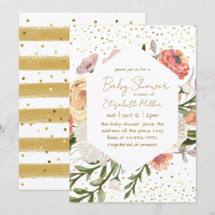 Boho Flower Baby in bloei Baby shower Kaart