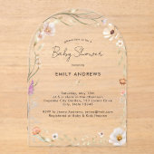 Boho Flower Baby Shower Acrylic Acryl Uitnodigingen (Voorkant)