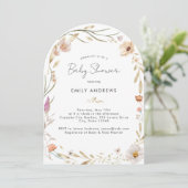 Boho Flower Baby shower Invitation Kaart (Staand voorkant)