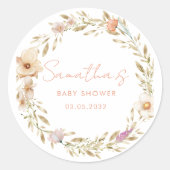 Boho Flower Baby Shower Ronde Sticker (Voorkant)