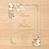 Boho flower Elegant Wedding Invitation en espagnol (Recto)