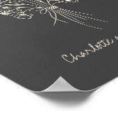 Boho Flower Line Art Drawing Personalized Names Poster (Hoek)