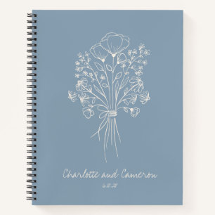 Boho Flower Line Art Gepersonaliseerde bruiloft Bl Notitieboek