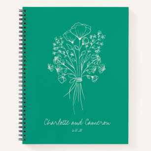 Boho Flower Line Art Gepersonaliseerde bruiloft sm Notitieboek