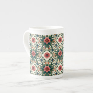 Boho Flower Magic - in tinten groen en roze Porselein Kop