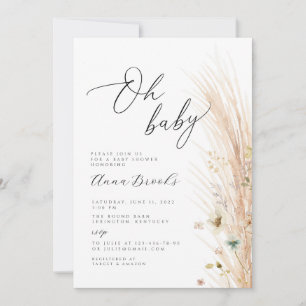 Boho flower minimalist Oh Baby baby shower Kaart