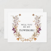 Boho Flower Serez-Vous Ma Carte Flower Girl (Devant / Derrière)