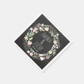 Boho Flower Wreath Rustic Chalkboard Wedding Servetten (Hoek)