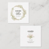 Boho Flower Wreath Vierkante Visitekaartje (Voorkant / Achterkant)