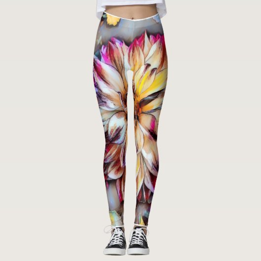 Boho Flower Yoga Pants Leggings (Voorkant)