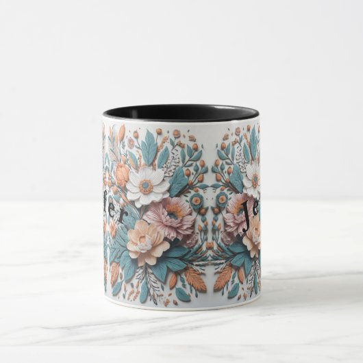 Boho Flowers 3D Mode Café Mug (Centre)