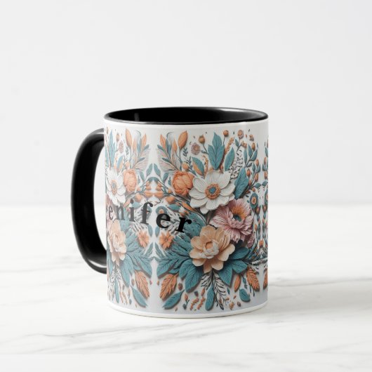 Boho Flowers 3D Mode Café Mug (Devant gauche)