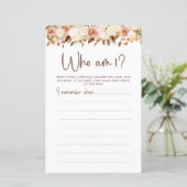 Boho Flowers automne | Carte de jeu Qui suis-je (Debout devant)