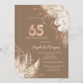 Boho Flowers,Champagne Glass,Terracotta 65th Kaart (Voorkant / Achterkant)