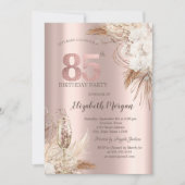 Boho Flowers, Champagneglas, Roos Gold 85th Kaart (Voorkant)