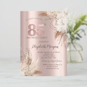 Boho Flowers, Champagneglas, Roos Gold 85th Kaart (Staand voorkant)