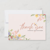Boho Flowers Dragonfly Dank je bruiloft Bedankkaart (Voorkant)