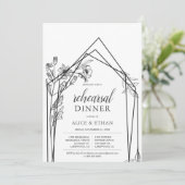 Boho Flowers Geometric Rehearsal Diner Kaart (Staand voorkant)